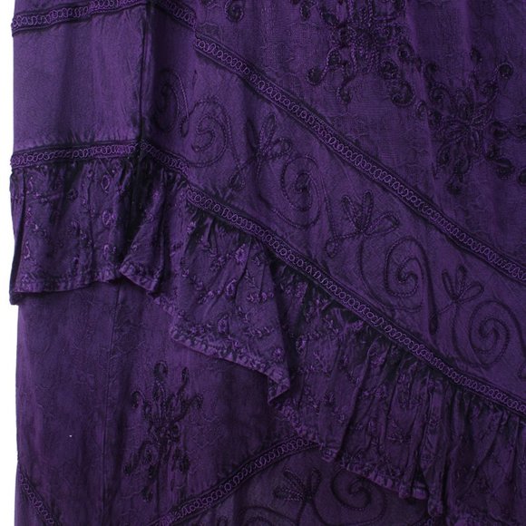 BOHO EMBROIDERED LONG A-LINE CUT SKIRT - Picture 4 of 4